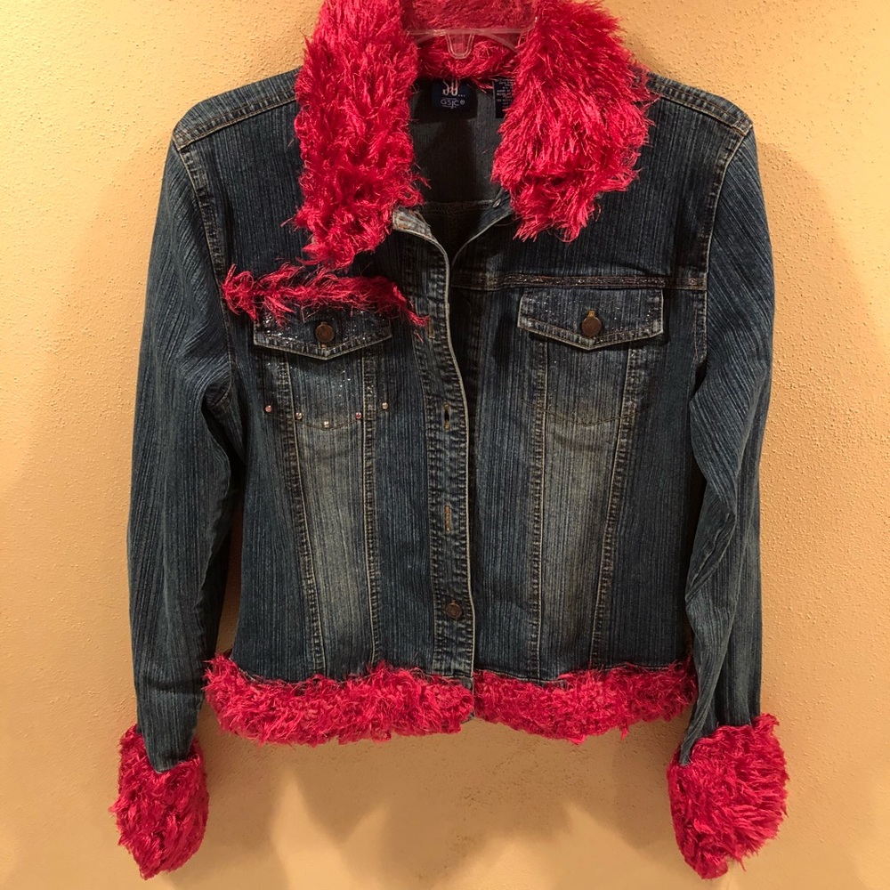 Girls denim jacket with head band/scarf